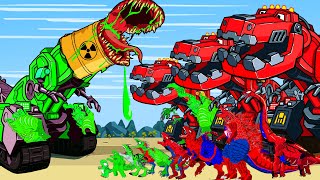 DINOSAURS MONSTERS RADIATION VS SPIDER BRACHIOSAURUST REX TRUCK DINOSAURS ATTACKED AT THE POOL [upl. by Nahk]