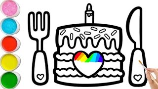 Easy Drawing and Painting Idea  Rainbow Cake Drawing for little Artists [upl. by Pharaoh]