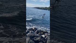 Getting on foil with small wave and Stoke Boost Motor pod efoil downwind foil [upl. by Britney]