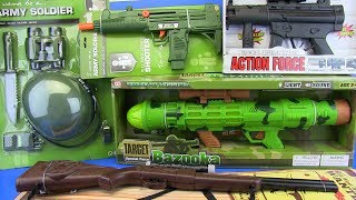 Guns Toys for Kids  Bazooka ShotgunMachine gun ampMilitary equipment VIDEO FOR KIDS [upl. by Gerrit445]