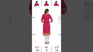 Womens Cotton Embroidered Straight Kurti Pink Cotton [upl. by Attener279]