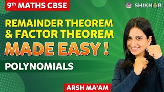 Remainder Theorem amp Factor Theorem  POLYNOMIALS  Chapter 2  Class 9  BYJUS  SHIKHAR 2024 [upl. by Elfie]