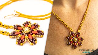 Starflower Necklace  DIY Jewelry Making Tutorial by PotomacBeads [upl. by Dorothea]