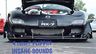 SUPER LOUD TURBO RX7 4 rotor Street legal [upl. by Kcirdnek407]