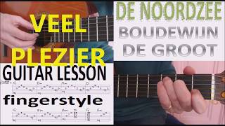 DE NOORDZEE  BOUDEWIJN DE GROOT fingerstyle GITAARLES [upl. by Banks26]