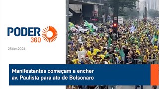 Manifestantes começam a encher av Paulista para ato de Bolsonaro [upl. by Elokkin989]