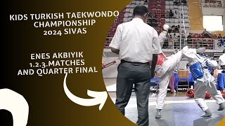 Turkish Taekwondo Championship ➡️ Enes Akbiyik 123matches and Quarter Final tkd taekwondo [upl. by Hairahcaz543]