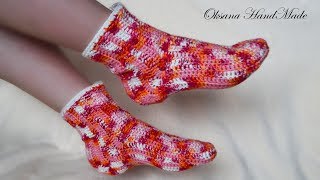 Носки крючком Простой способ вязания Crochet socks [upl. by Eadrahc589]