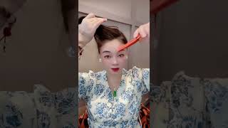 Quick and easy girls hairstyle 💙✂️ Short hair style amplong hair style shorts tutorial tiktok [upl. by Lonne737]