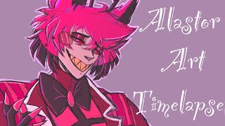 Alastor The Radio Demon  Hazbin Hotel Art Timelapse [upl. by Lipscomb]