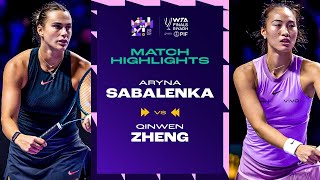 Aryna Sabalenka vs Zheng Qinwen  2024 WTA Finals Riyadh Group Stage  Match Highlights [upl. by Mohandas772]