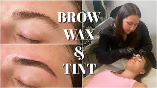 BROW WAX amp TINT  How To Achieve Thicker Brows  Step by Step  Licensed Esthetician [upl. by Airrotal]