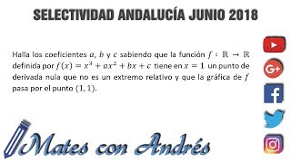 Selectividad Ebau Matemáticas II Andalucía 2018 A1 aplicaciones de las derivadas [upl. by Barna]