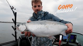 Coho Fishing on Lake Michigan Nonstop Action  May 2024 [upl. by Inaja]