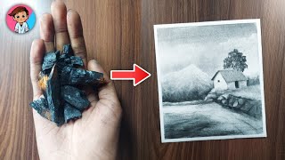 Drawing with home made charcoal  tutorial shorts [upl. by Enerahs]