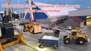 Shore Hybrid Mantsinen Excavator Loading Cargo Fertilizer 4720 Tones Fertilizer [upl. by Sarena]