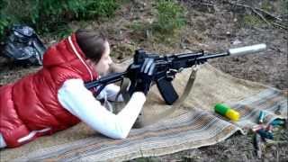 Suppressed Saiga 12 shotgun with EOTech [upl. by Atteniuq]