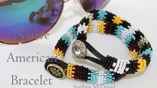 Native American Style Bracelet Seed Beads Leather Cord [upl. by Idram607]