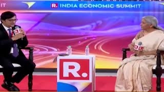 Smt Nirmala Sitharamans conversation with Shri Arnab Goswami at India Economic Summit [upl. by Anavlys876]