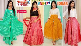 দুর্গাপুজো স্পেশাল অসাধারণ কিছু Fashionable Looks amp Dress এর IDEA  Snapdeal Shopping Haul [upl. by Kcirred]