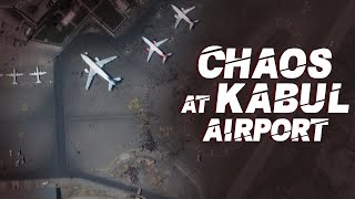 Satellite images of Kabul airport show huge crowds fleeing Afghanistan  Taliban captures Kabul [upl. by Ebba857]