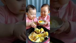 Baby Food Rice and Duck shorts funny baby food duck [upl. by Licko]