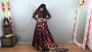 How to wear lehenga Saree using 3 petticoats  Heavy look lahenga saree drape without cancan skirt [upl. by Craw147]