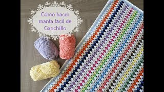 Cómo hacer una manta fácil de crochet paso a paso Tutorial de ganchillo paso a paso en español [upl. by Love]