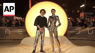 Zendaya Timothée Chalamet shine at Dune Part Two London premiere [upl. by Mathre]