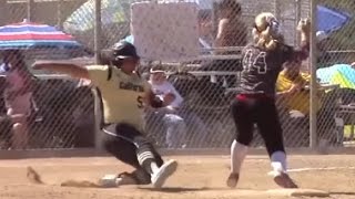 Firecracker Shortstop Double Play Ball vs Cal San Jose Bay Area Softball Showcase CAEmily Burrow [upl. by Uwkuhceki]