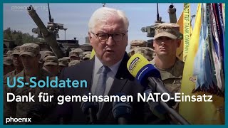 FrankWalter Steinmeier bei seinem Besuch von USSoldaten in Grafenwöhr am 130722 [upl. by Martineau488]