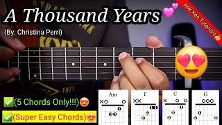 A Thousand Years  Christina Perri Super Easy Chords😍  Guitar Tutorial [upl. by Hellah563]