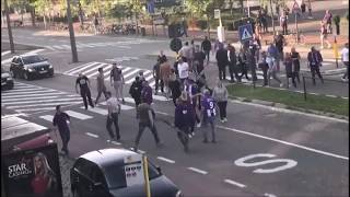 Beerschot fans attacked by Royal Antwerp hooligans 13082017 [upl. by Haisi]