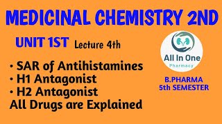 SAR of AntihistaminesH1H2 Antagonist  Unit 1 Lec4thMedicinal Chemistry 5th Semester [upl. by Eelnayr]