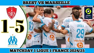 BREST 1 VS 5 MARSEILLE  Matchday 1 Ligue 1 France 202425 [upl. by Aidnic]