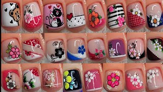 50 RECOPILACIÓN DE modelos de UÑAS PARA PIES VARIADOS Y HERMOSOS 🦶😍💅🌺 [upl. by Ahsoik]