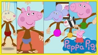 Peppa Pig Cinco macaquinhos pulando na cama em Português [upl. by Yhotmit535]