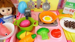 Baby doll kitchen food cooking surprise egg play baby Doli house [upl. by Levram]