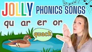 Jolly Phonics  Digraphs  Phonics Songs with WORDS and ACTIONS  qu ar er or [upl. by Masha]