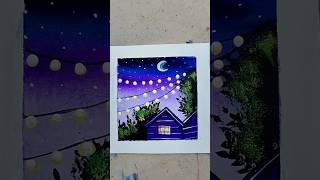 Mini canvas painting easy scenery painting painting for beginners water colour painting fyp [upl. by Dayir13]