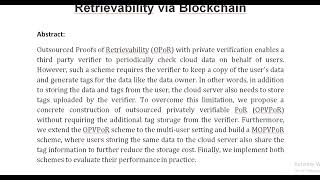 Outsourced Privately Verifiable Proofs of Retrievability via Blockchain [upl. by Bartholomew]