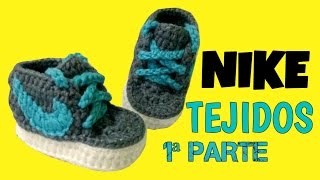 Zapatitos Nike tejidos a Crochet talla 36 meses  parte 12 [upl. by Arayk]