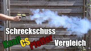 Experiment Schreckschuss 9mm PAK Vergleichstest inkl CS [upl. by Iolande]