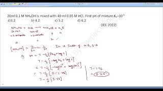 20ml 01M NH4OH is mixed with 40ml 005M HClfind pH [upl. by Kolva]