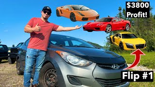 Flipping cars until I can afford a SUPERCAR How I made 3800 flipping a 400 Hyundai Elantra [upl. by Rosalee759]