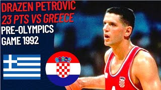 Drazen Petrovic 23 pts  Croatia VS Greece  PreOlympics 1992 [upl. by Adnorhs]