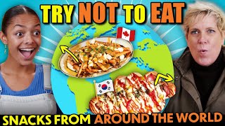 Try Not To Eat Challenge  Snacks From Around The World Khachapuri Poutine Biltong Empanada [upl. by Ias]