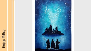 HARRY POTTER  Watercolor Galaxy Painting [upl. by Calvano]