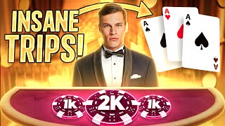 I HIT THE RARE TRIP ACES ON BIG BLACKJACK HANDS [upl. by Anatol509]