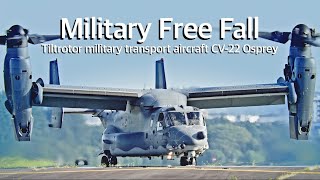 横田基地 特殊作戦機CV22オスプレイから空挺兵が自由降下で降ってきた Yokota Air Base CV22 Osprey military free fall [upl. by Anaejer]